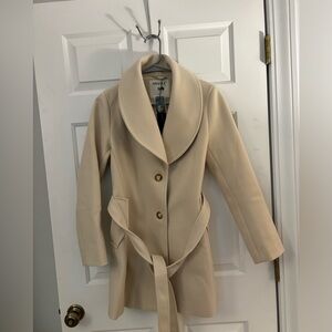Allegra K Women’s Button Down Coat with Tie Size Small in Cream NWT